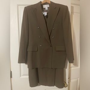 Evan Picone Double breasted skirt suit with front and back slit. 100% wool.